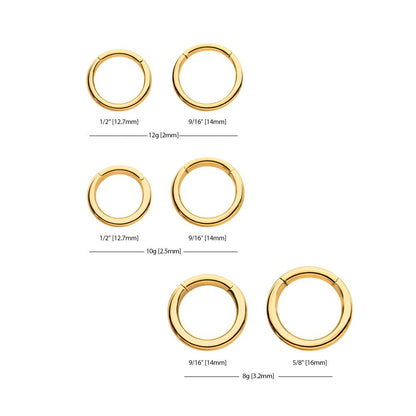 24KT Gold PVD Titanium Hinged Segment Clicker (12g to 8g)