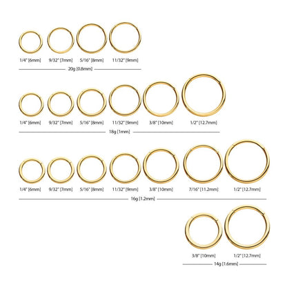 24KT Gold PVD Titanium Hinged Segment Clicker (20g to 14g)