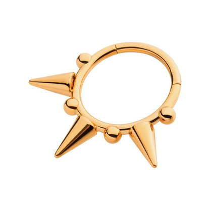 24Kt Gold PVD Titanium Spike Design Front Facing Hinged Segment Clicker