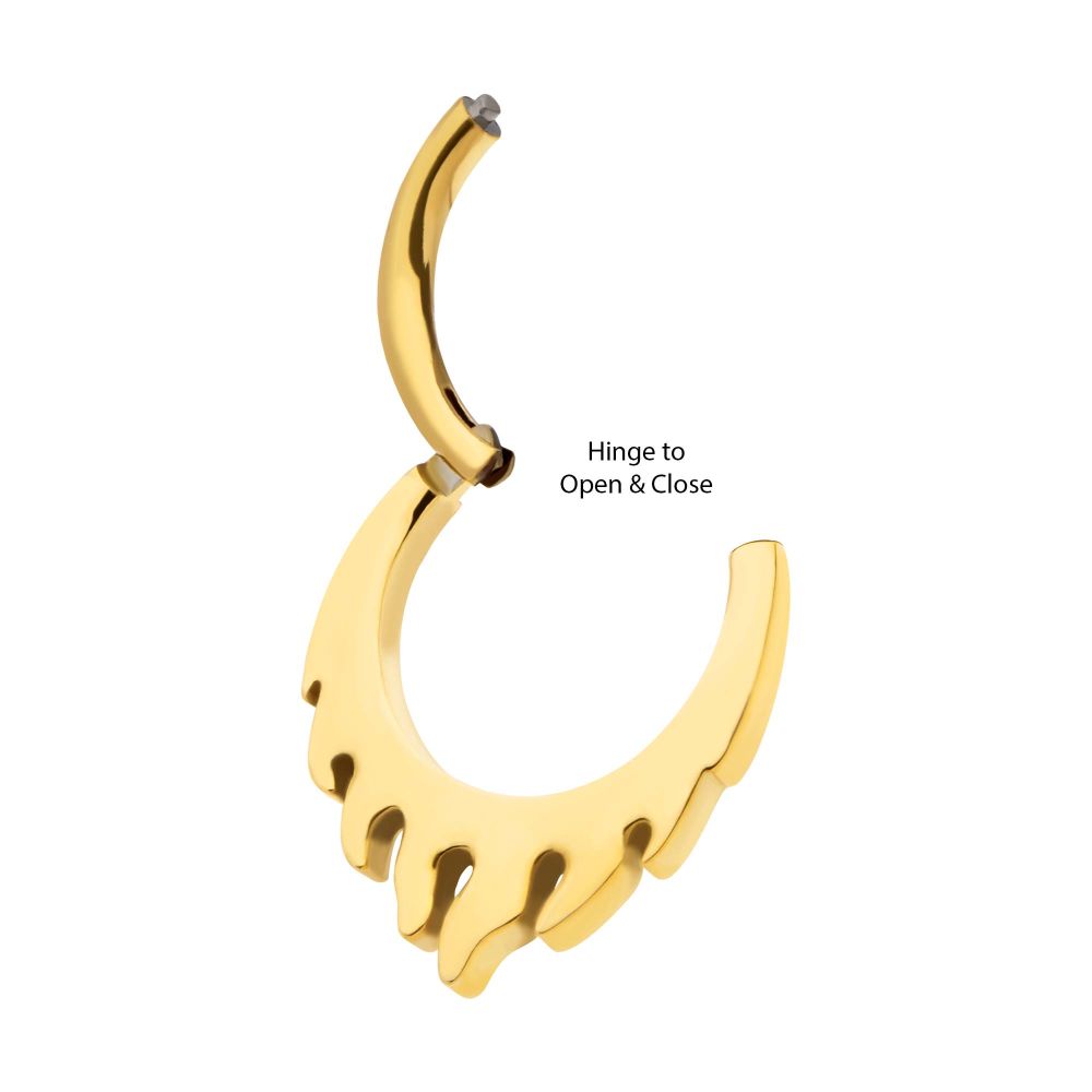 24Kt Gold PVD Titanium Flame Front Facing Hinged Segment Clicker