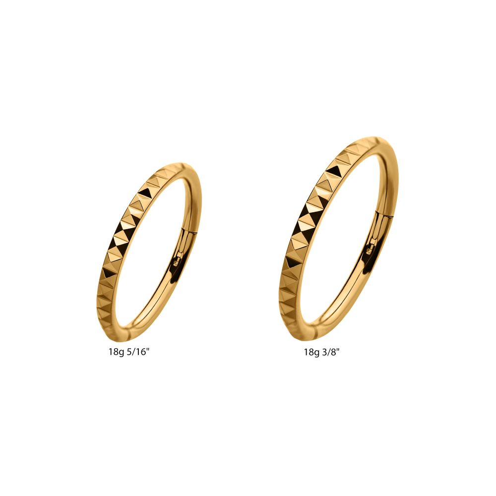 24Kt Gold PVD Titanium Pyramid Design Side Facing Hinged Segment Clicker