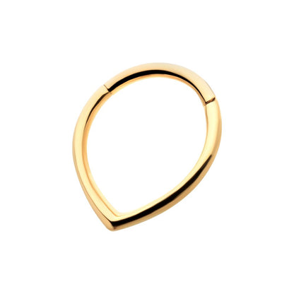 24Kt Gold PVD Titanium Teardrop  Hinged Segment Clicker