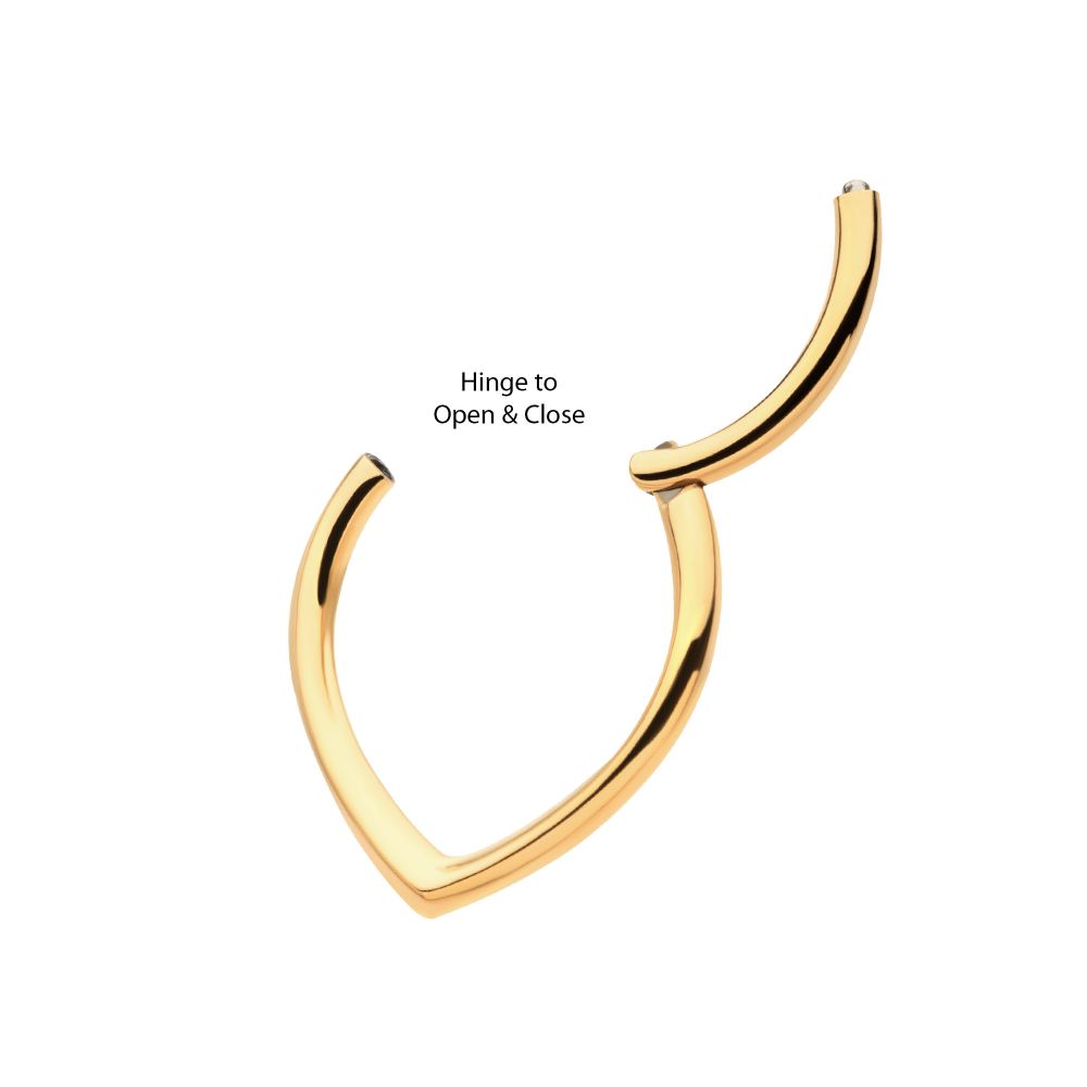 24Kt Gold PVD Titanium Teardrop  Hinged Segment Clicker