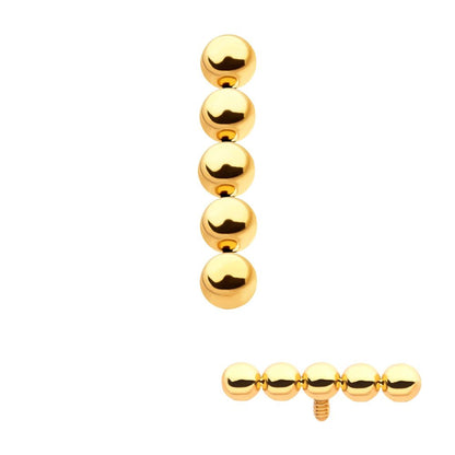 24Kt Gold PVD Titanium Internally Threaded 5-Bead Cluster Top