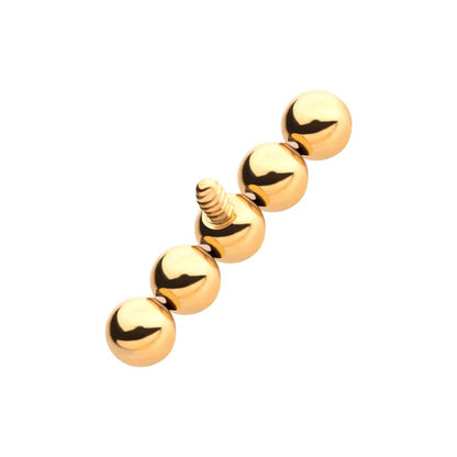 24Kt Gold PVD Titanium Internally Threaded 5-Bead Cluster Top