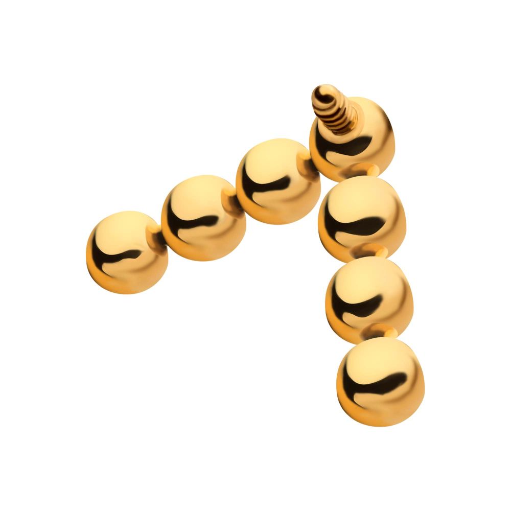 24Kt Gold PVD Titanium Internally Threaded 7-Bead Triangle Shape Top