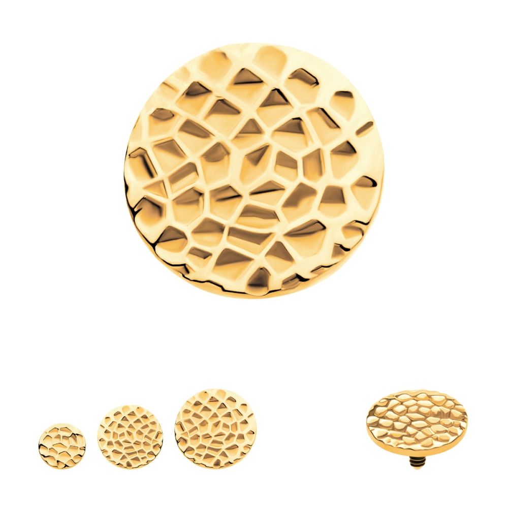 24Kt-Gold PVD Titanium Internally Threaded Hammered Disk Top