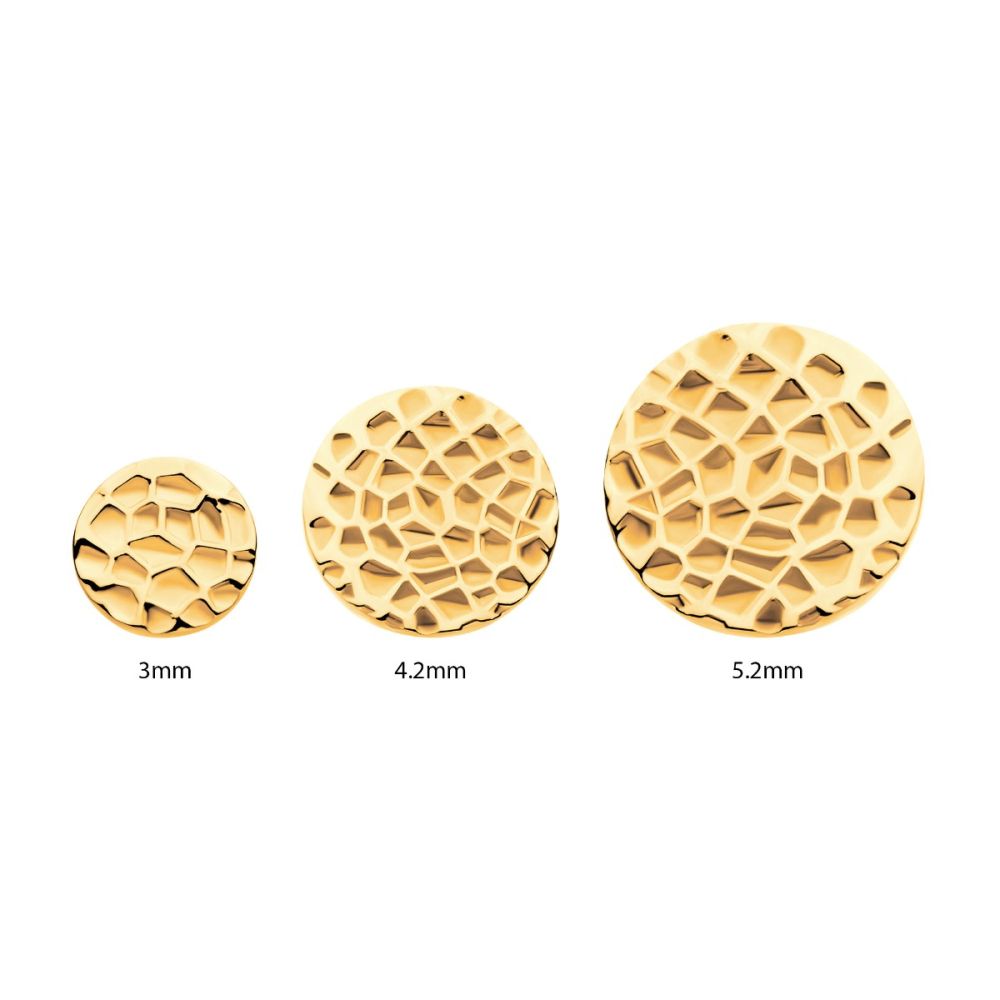 24Kt-Gold PVD Titanium Internally Threaded Hammered Disk Top