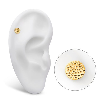 24Kt-Gold PVD Titanium Internally Threaded Hammered Disk Top