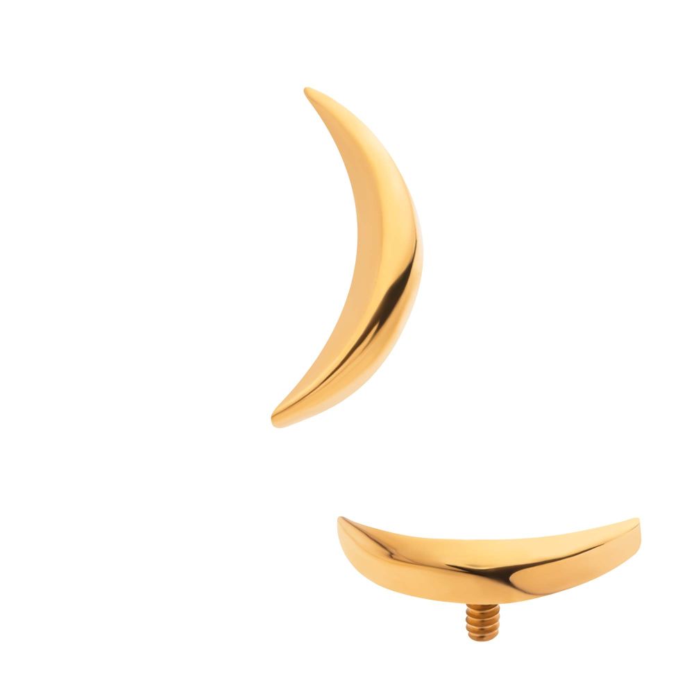 24Kt Gold PVD Titanium Internally Threaded Dome Moon Top