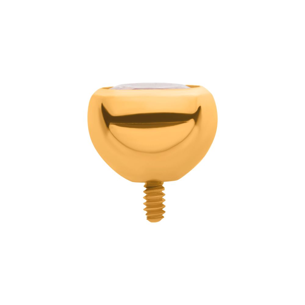 24Kt Gold PVD Titanium Internally Threaded Bezel Set Round Gem Front Facing Top