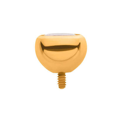 24Kt Gold PVD Titanium Internally Threaded Bezel Set Round Gem Front Facing Top