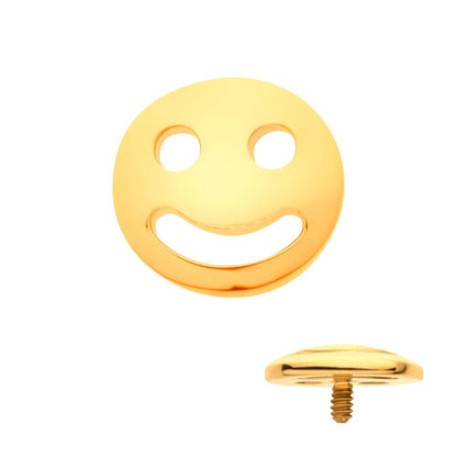 24Kt Gold PVD Titanium Internally Threaded Smiley Face Emoji Top