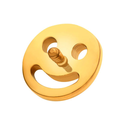 24Kt Gold PVD Titanium Internally Threaded Smiley Face Emoji Top