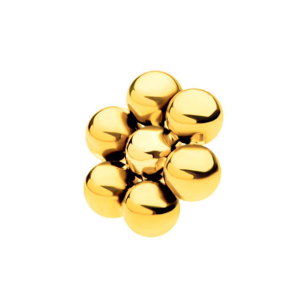 24Kt Gold PVD Titanium Internally Threaded 7 Beads Hexagon Shape Top