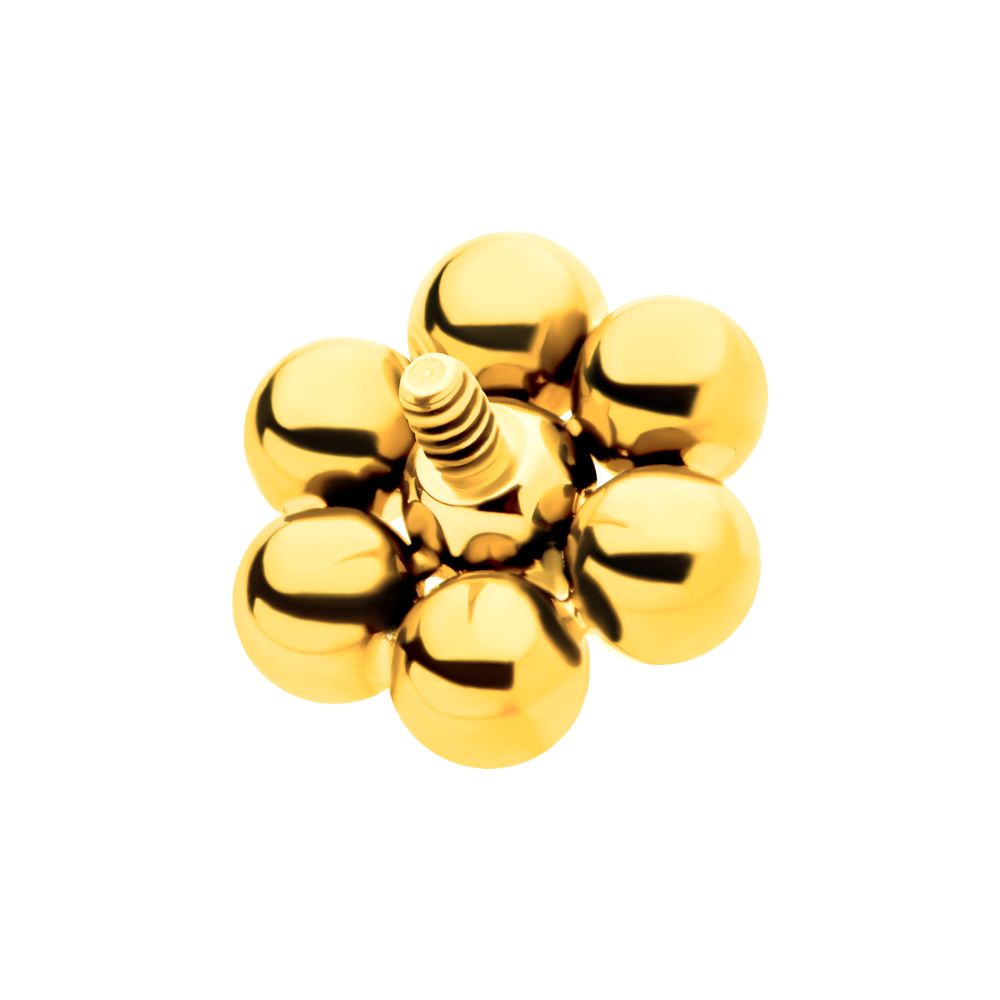 24Kt Gold PVD Titanium Internally Threaded 7 Beads Hexagon Shape Top