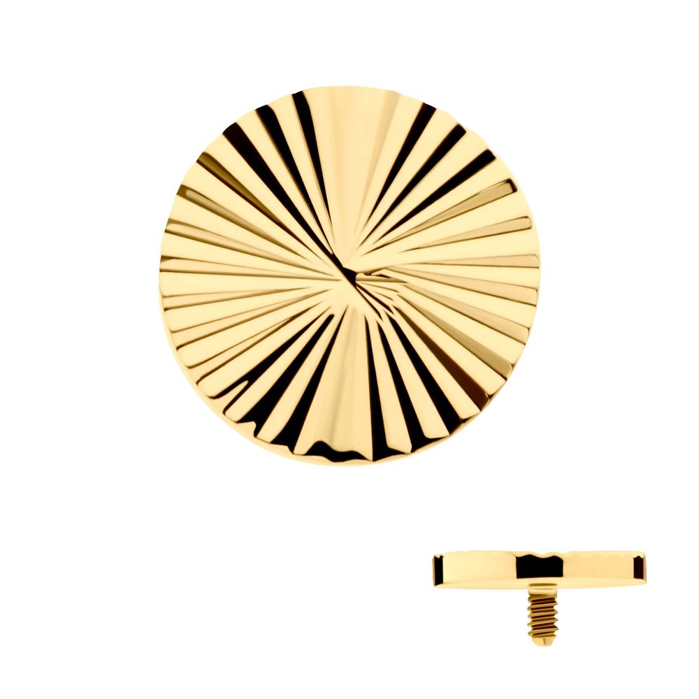 24Kt Gold PVD Titanium Internally Threaded Corrugated Round Top