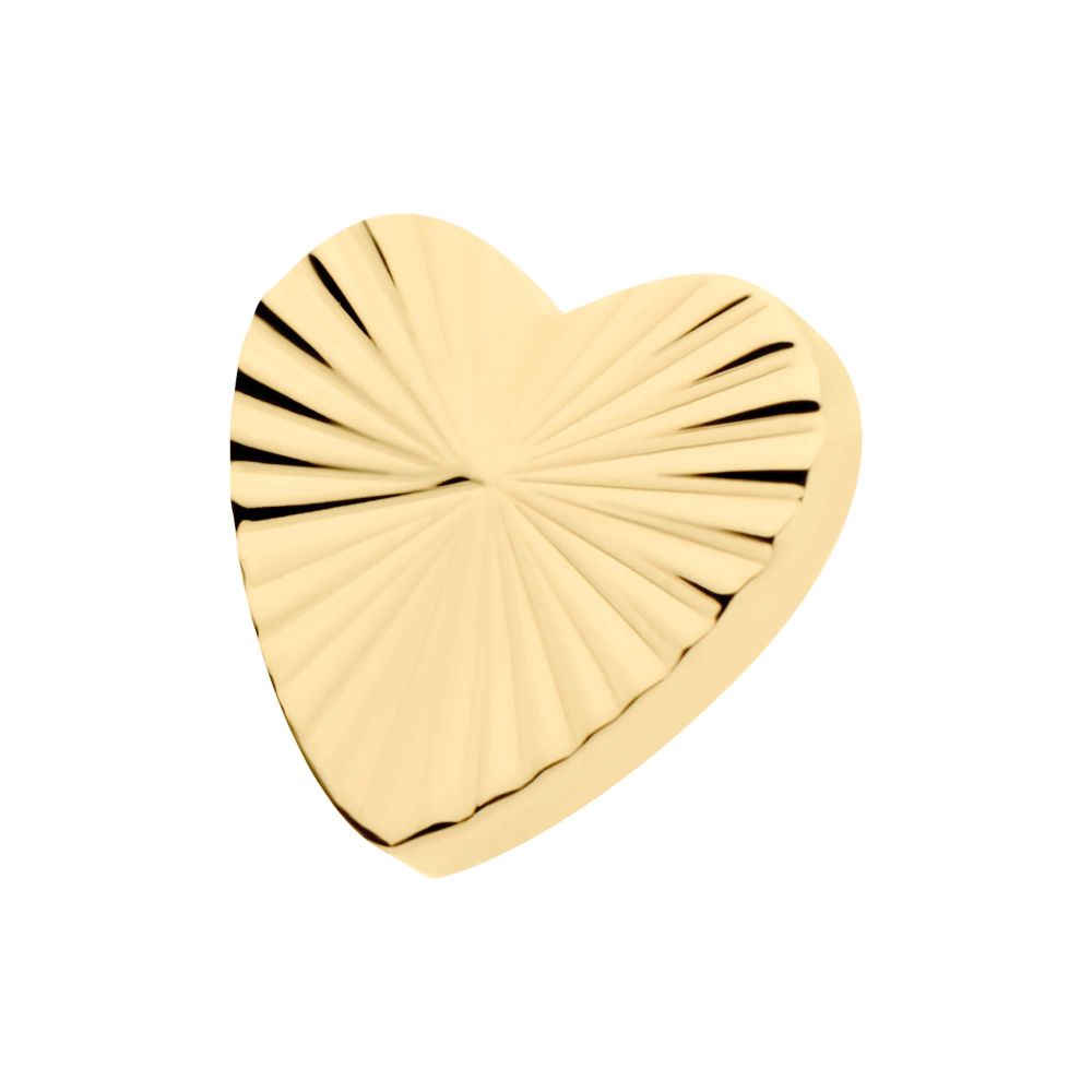 24Kt Gold PVD Titanium Internally Threaded Corrugated Heart Top