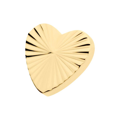 24Kt Gold PVD Titanium Internally Threaded Corrugated Heart Top