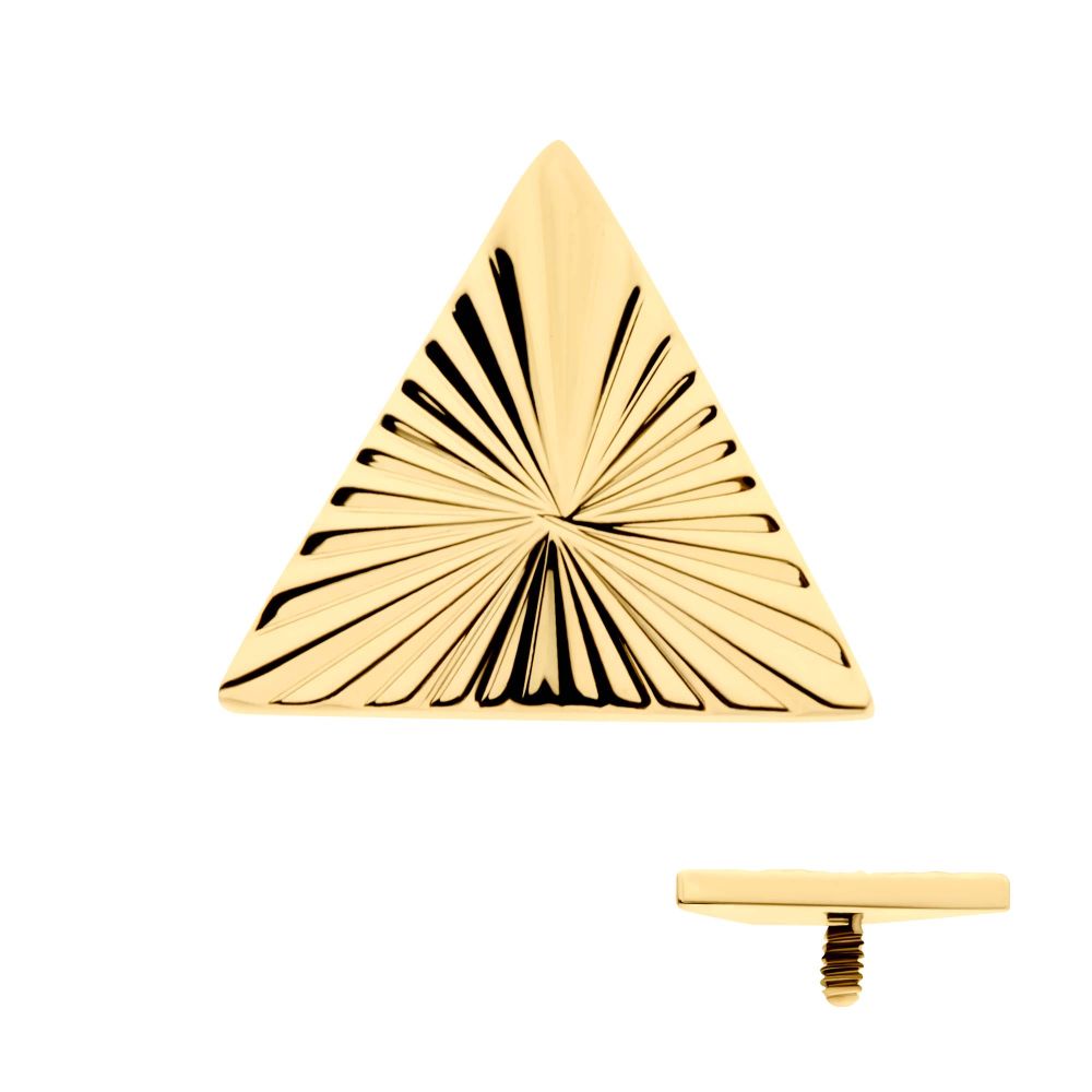 24Kt Gold PVD Titanium Internally Threaded Corrugated Triangle Top