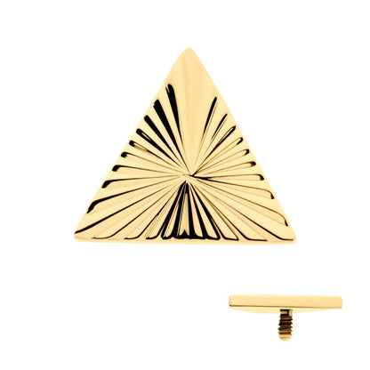 24Kt Gold PVD Titanium Internally Threaded Corrugated Triangle Top
