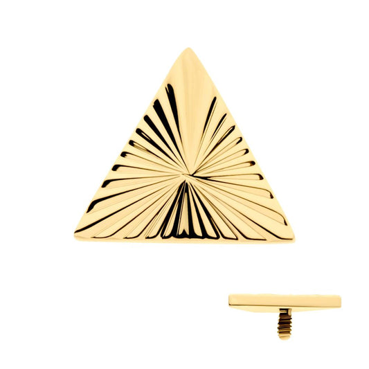 24Kt Gold PVD Titanium Internally Threaded Corrugated Triangle Top