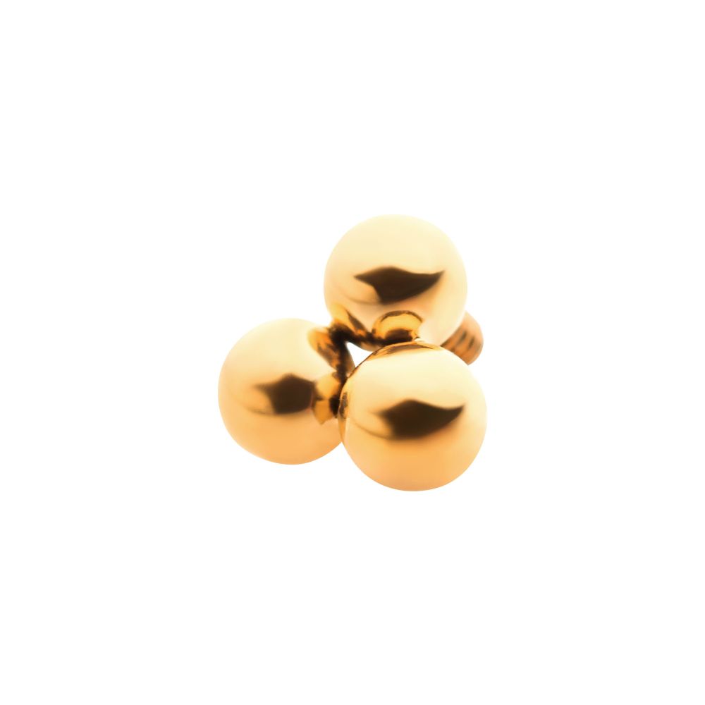 24Kt Gold PVD Titanium Internally Threaded Trinity Ball Top