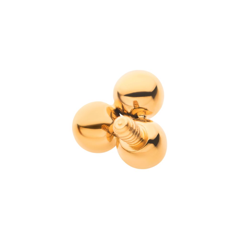 24Kt Gold PVD Titanium Internally Threaded Trinity Ball Top