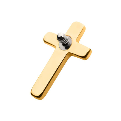 24KT Gold PVD Titanium Internally Threaded with Cross Top