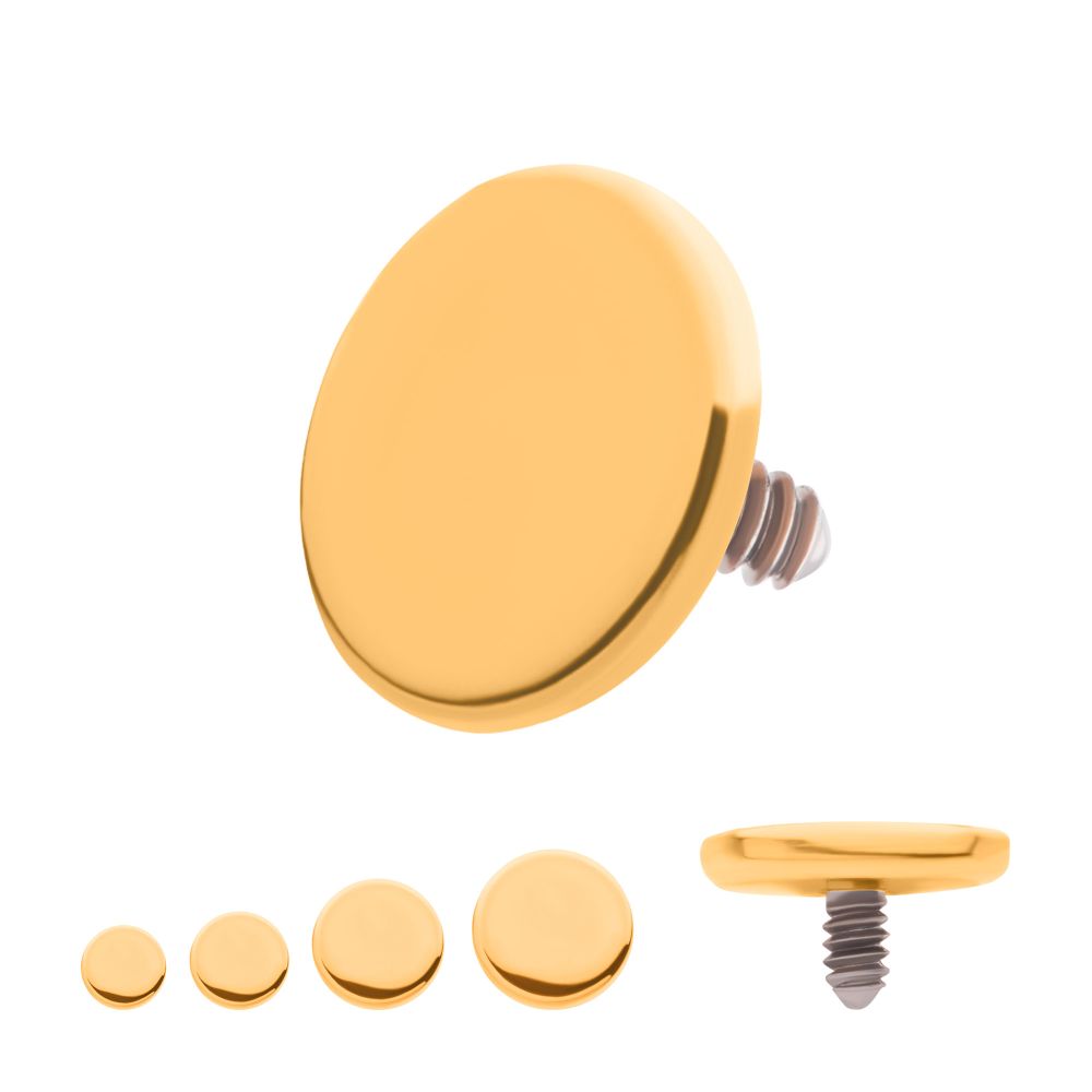 24Kt Gold PVD Titanium Internally Threaded Flat Disc Top