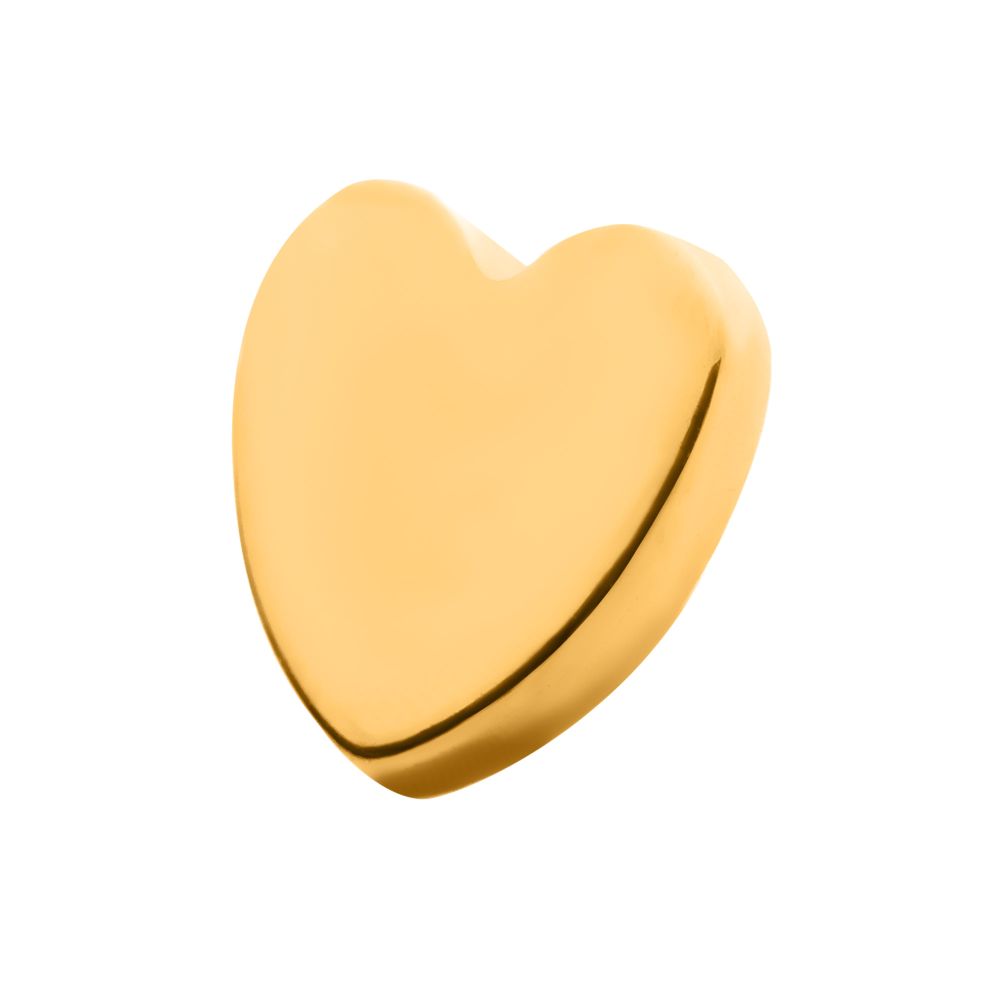 24KT Gold PVD Titanium Internally Threaded with Heart Top