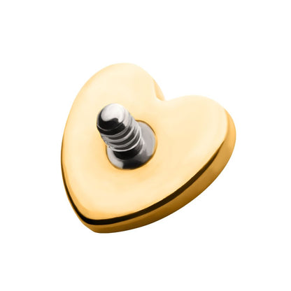24KT Gold PVD Titanium Internally Threaded with Heart Top
