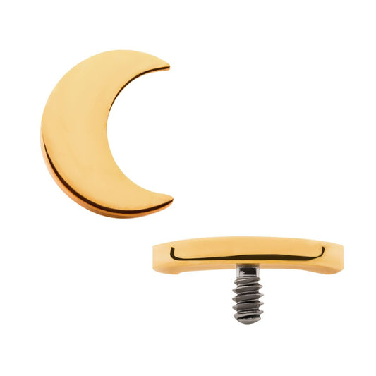 24Kt Gold PVD Titanium Internally Threaded Crescent Moon Top with 1.6mm Crest