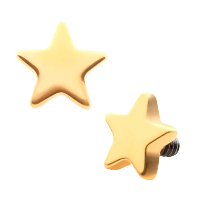 24KT Gold PVD Titanium Internally Threaded with Star Top
