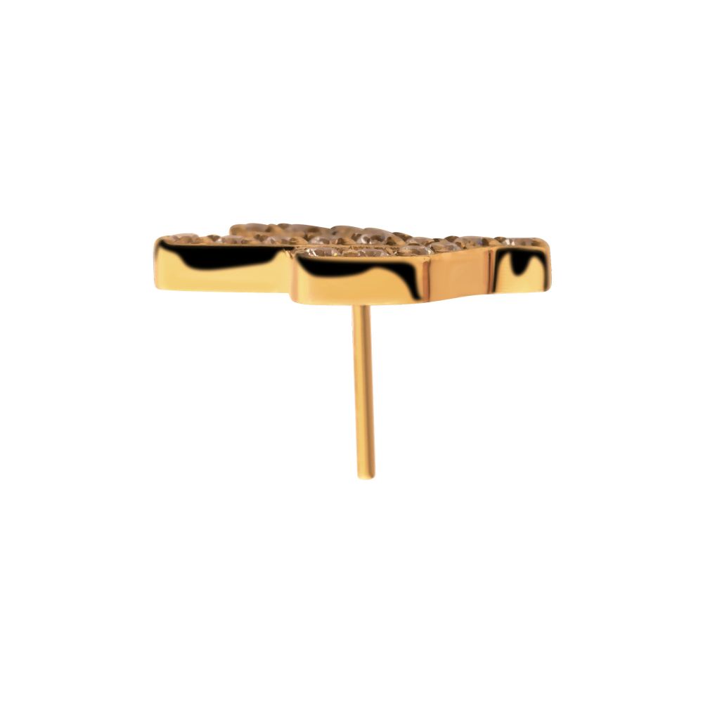 24KT-Gold PVD Titanium Threadless with Prong Set CZ Cactus Top