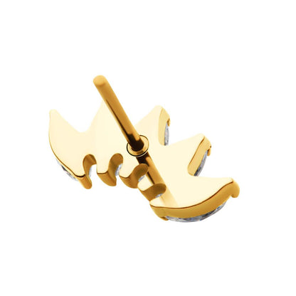 24Kt Gold PVD Titanium Threadless with Prong Set Marquise CZ 5-Cluster Top
