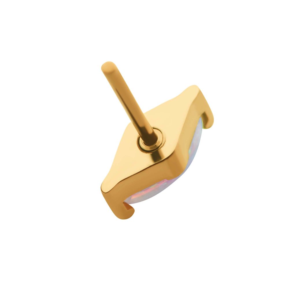 24Kt Gold PVD Titanium Threadless with 2-Prong Marquise Opal Top