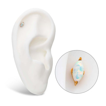 24Kt Gold PVD Titanium Threadless with 2-Prong Marquise Opal Top