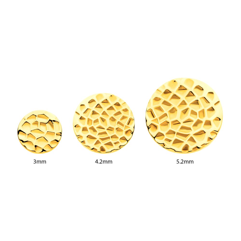 24Kt-Gold PVD Titanium Threadless Hammered Disk Top