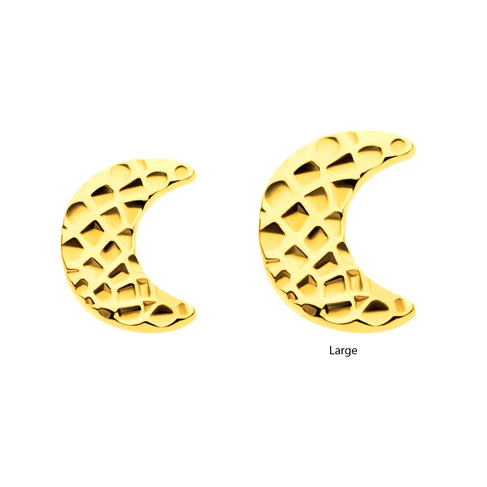 24Kt-Gold PVD Titanium Threadless Hammered Crescent Moon Top