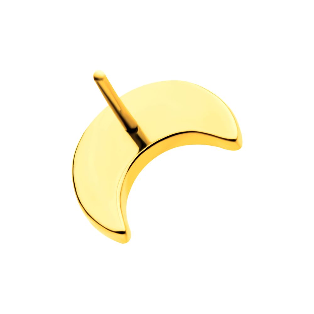 24Kt-Gold PVD Titanium Threadless Hammered Crescent Moon Top