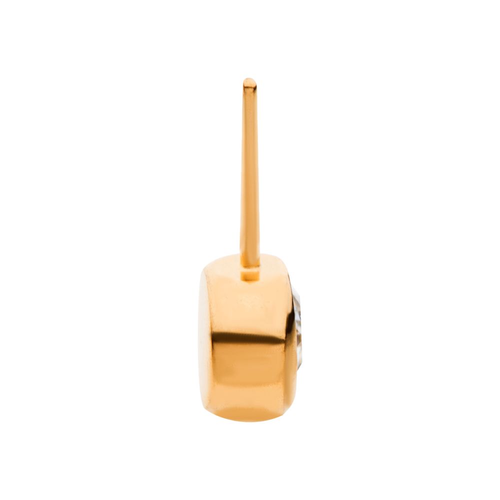 24KT Gold PVD Titanium Threadless Bezel Set Swarovski Crystal Side Facing Top