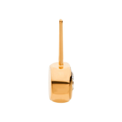 24KT Gold PVD Titanium Threadless Bezel Set Swarovski Crystal Side Facing Top