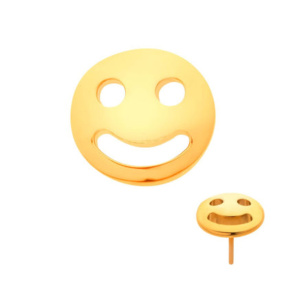 24Kt Gold PVD Titanium Threadless Smiley Face Emoji Top
