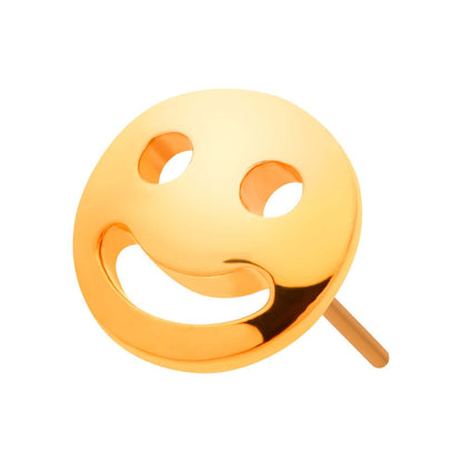 24Kt Gold PVD Titanium Threadless Smiley Face Emoji Top