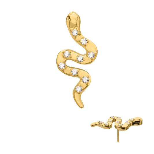 24Kt Gold PVD Titanium Threadless Prong Set 9-Gem Snake Top