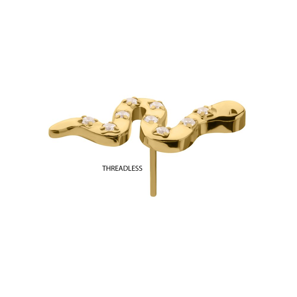 24Kt Gold PVD Titanium Threadless Prong Set 9-Gem Snake Top