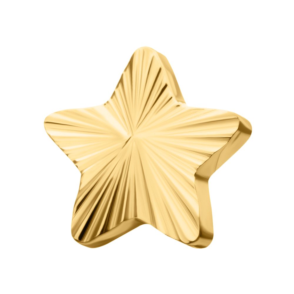 24Kt Gold PVD Titanium Threadless Corrugated Star Top