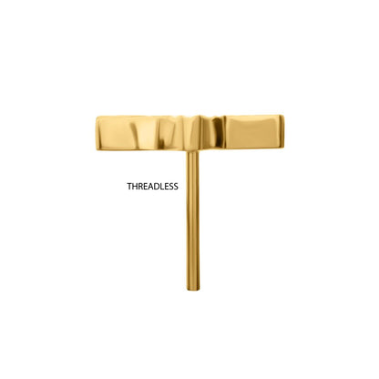 24Kt Gold PVD Titanium Threadless Corrugated Star Top