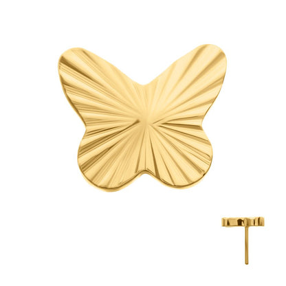 24Kt Gold PVD Titanium Threadless Corrugated Butterfly Top